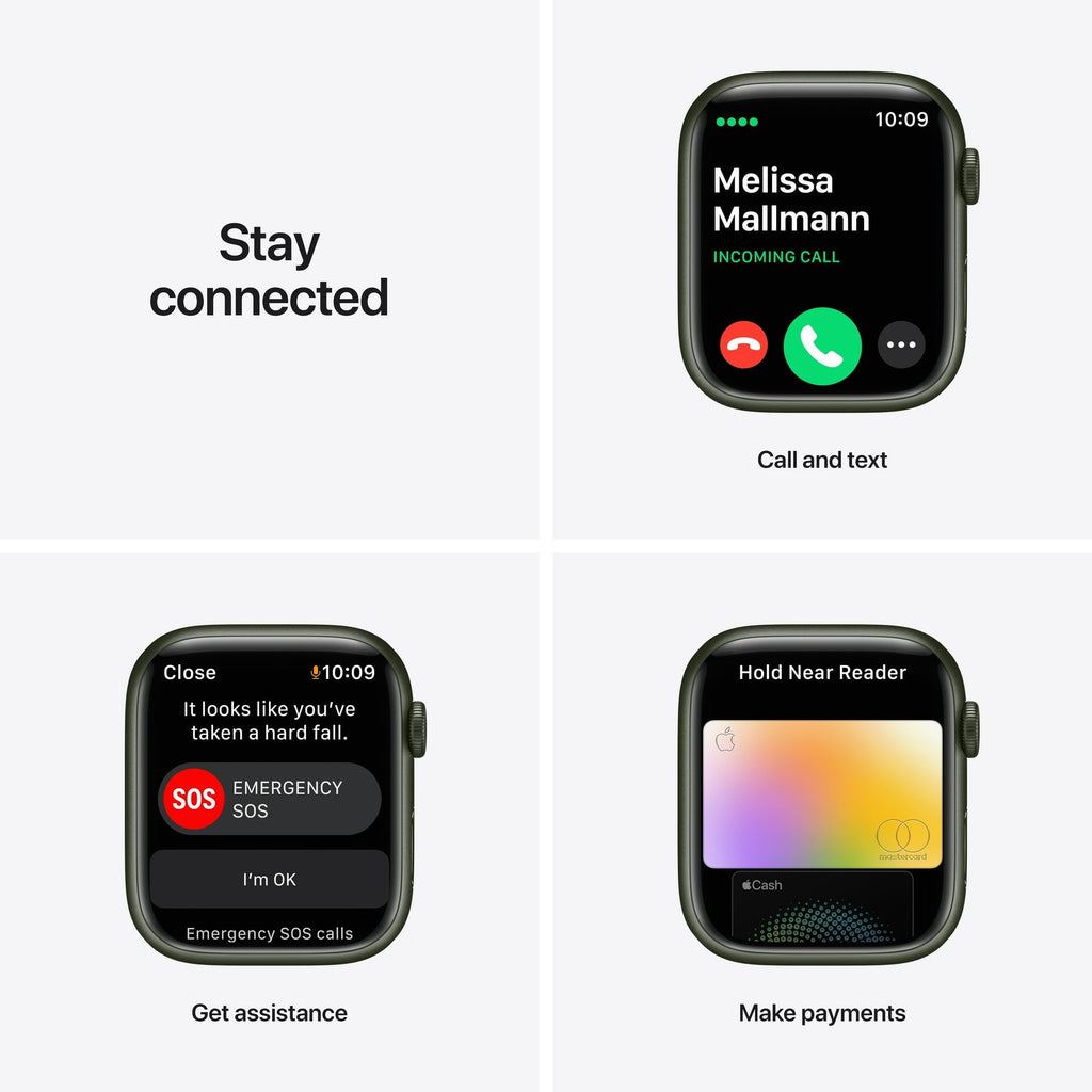 Apple Watch Series 7 GPS + Cellular, 45mm Green Aluminium Case with Clover Sport Band - Regular