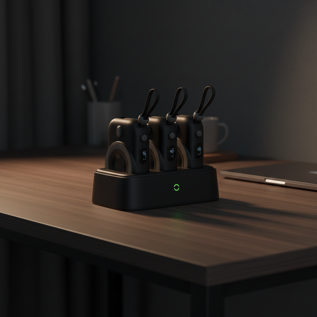 LZEL TrioEnergia Station - Trio 10,000mAh Wireless Power Bank & Charging Dock With Built-in Cable | Black