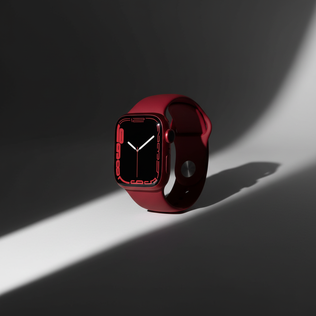 ساعة Apple Watch Series 7 بنظام تحديد المواقع GPS، مقاس 41 مم، هيكل أحمر من الألومنيوم مع سوار رياضي أحمر - مقاس عادي