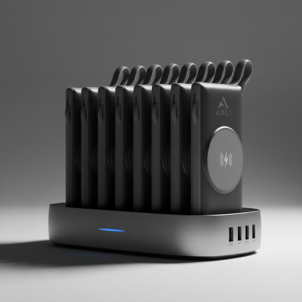 Asli Global 10000mAh x 8 Wireless Magnetic Power Bank PowerStation|Black