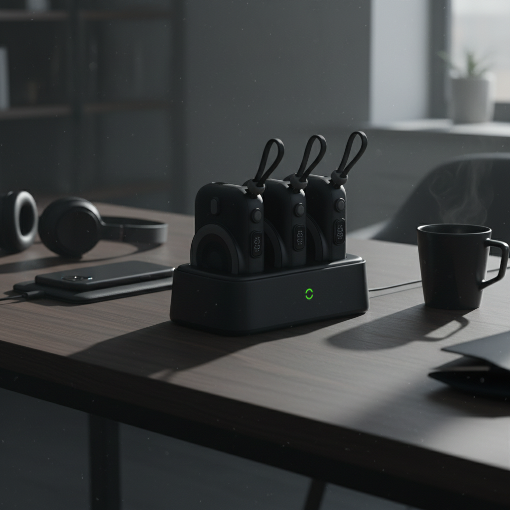 LZEL TrioEnergia Station - Trio 10,000mAh Wireless Power Bank & Charging Dock With Built-in Cable | Black