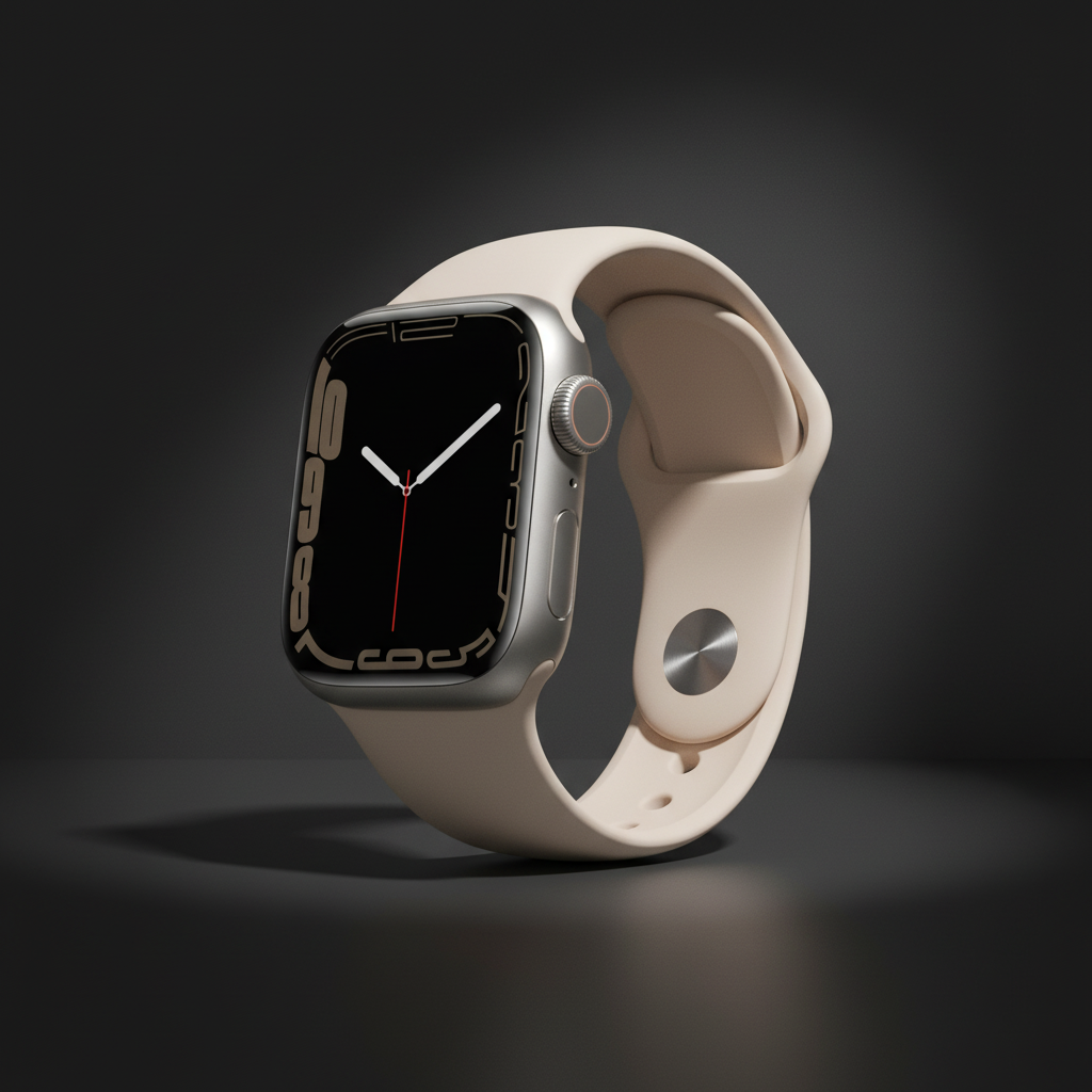 Apple Watch Series 7 GPS, 45mm Starlight Aluminium Case with Starlight Sport Band - Regular