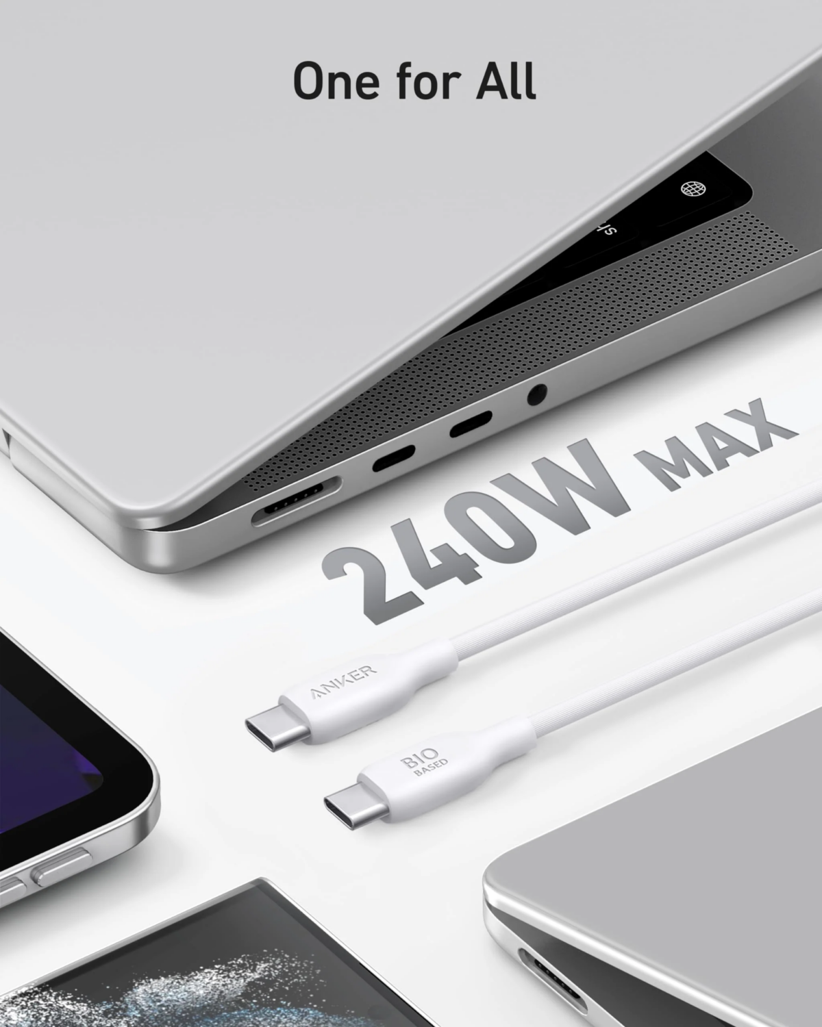 Anker 544 Cable Bio Based And Durable Usb-c To USB-C 6ft | White