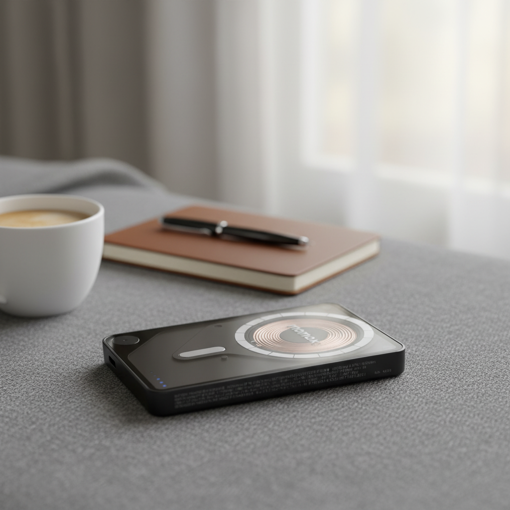 Momax Power X Pro Magnetic Wireless Power Bank – 5000 mAh, Includes Kickstand & Built-in USB-C Cable | Black