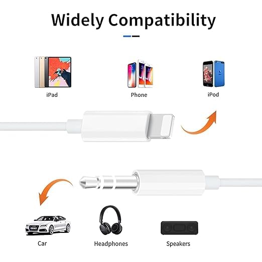 Apple Lightning to 3.5mm Aux Audio Cable 1.2M  | White