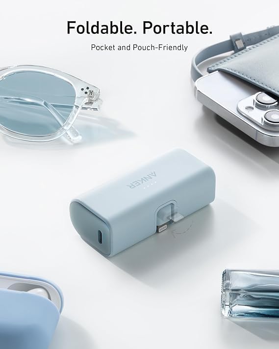 Anker 5000mAh Power Bank with Built-in MFI Lightning Foldable Connector | White