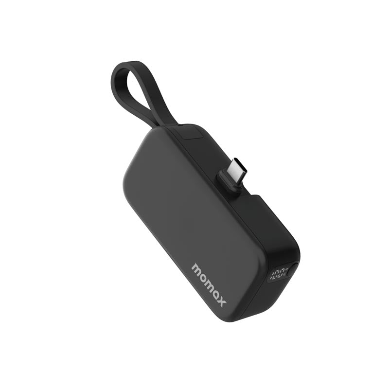 بطارية مومكس 1-باور ميني 5000 مللي أمبير بمنفذ USB-C مدمج قابل للطي | أسود