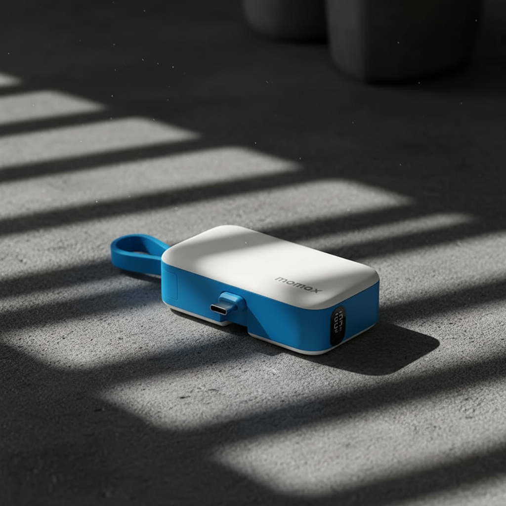 Momax 1-Power Mini 5000mAh Bulit-in foldable USB-C Battery pack | Blue