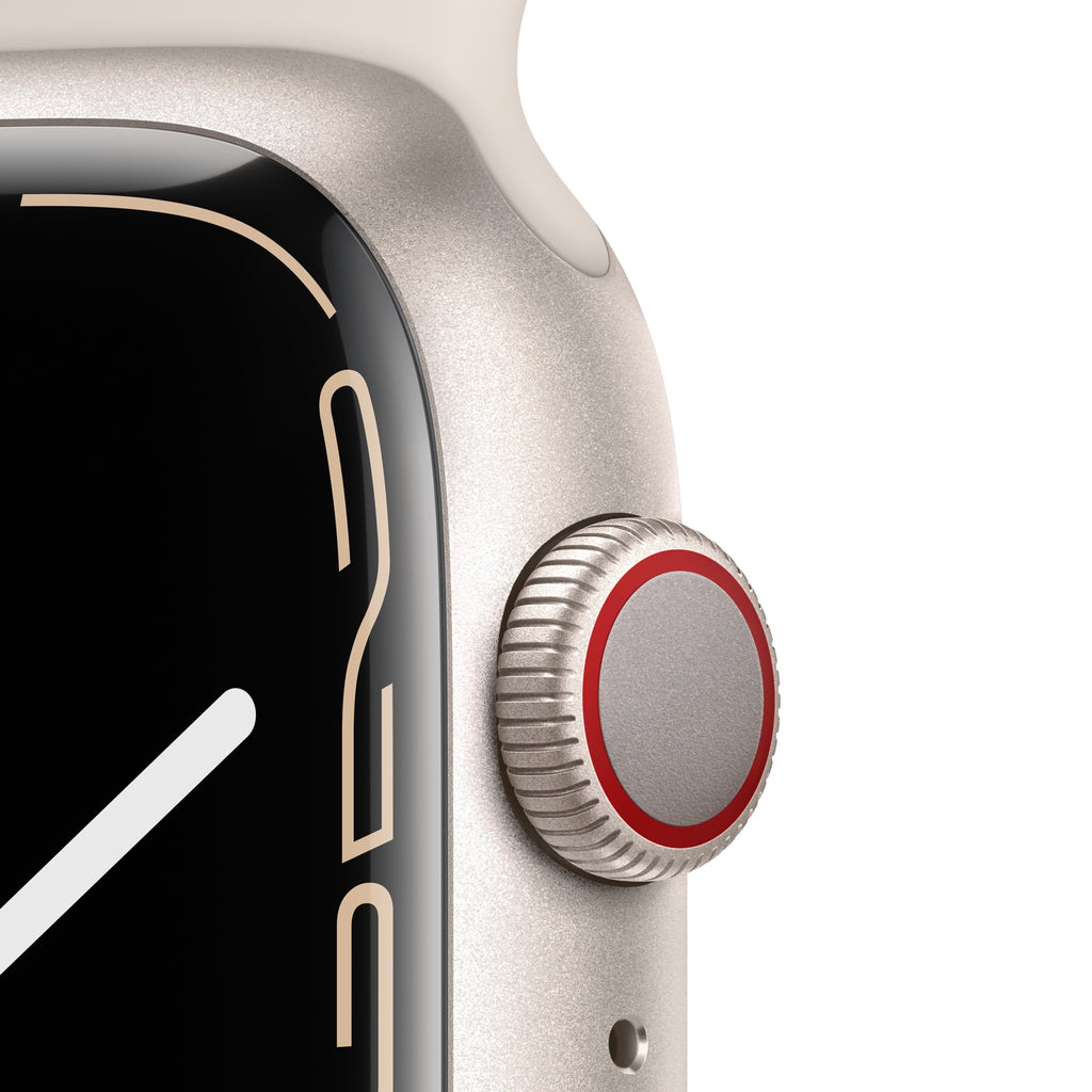 Apple Watch Series 7 GPS + Cellular, 45mm Starlight Aluminium Case with Starlight Sport Band - Regular