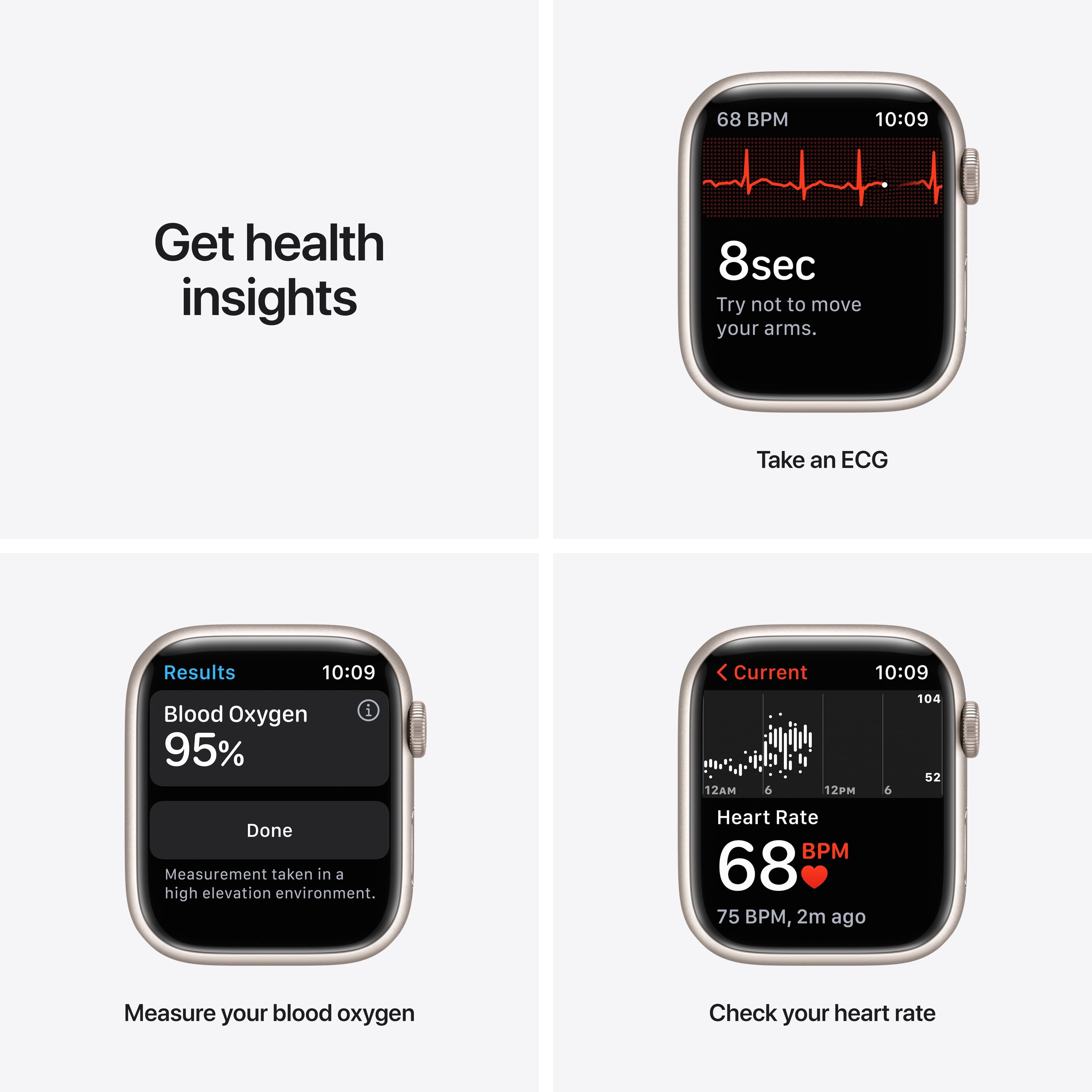 Apple Watch Series 7 GPS + Cellular, 45mm Starlight Aluminium Case with Starlight Sport Band - Regular