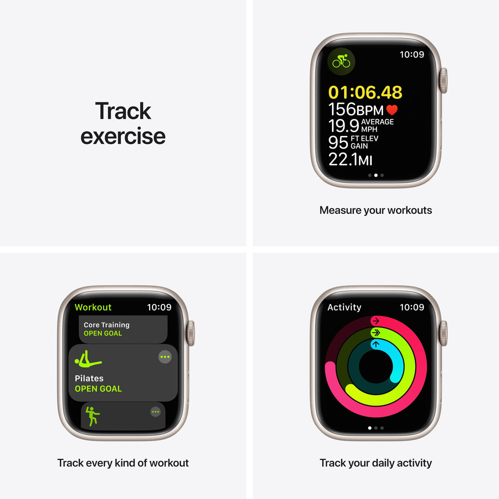Apple Watch Series 7 GPS + Cellular, 45mm Starlight Aluminium Case with Starlight Sport Band - Regular