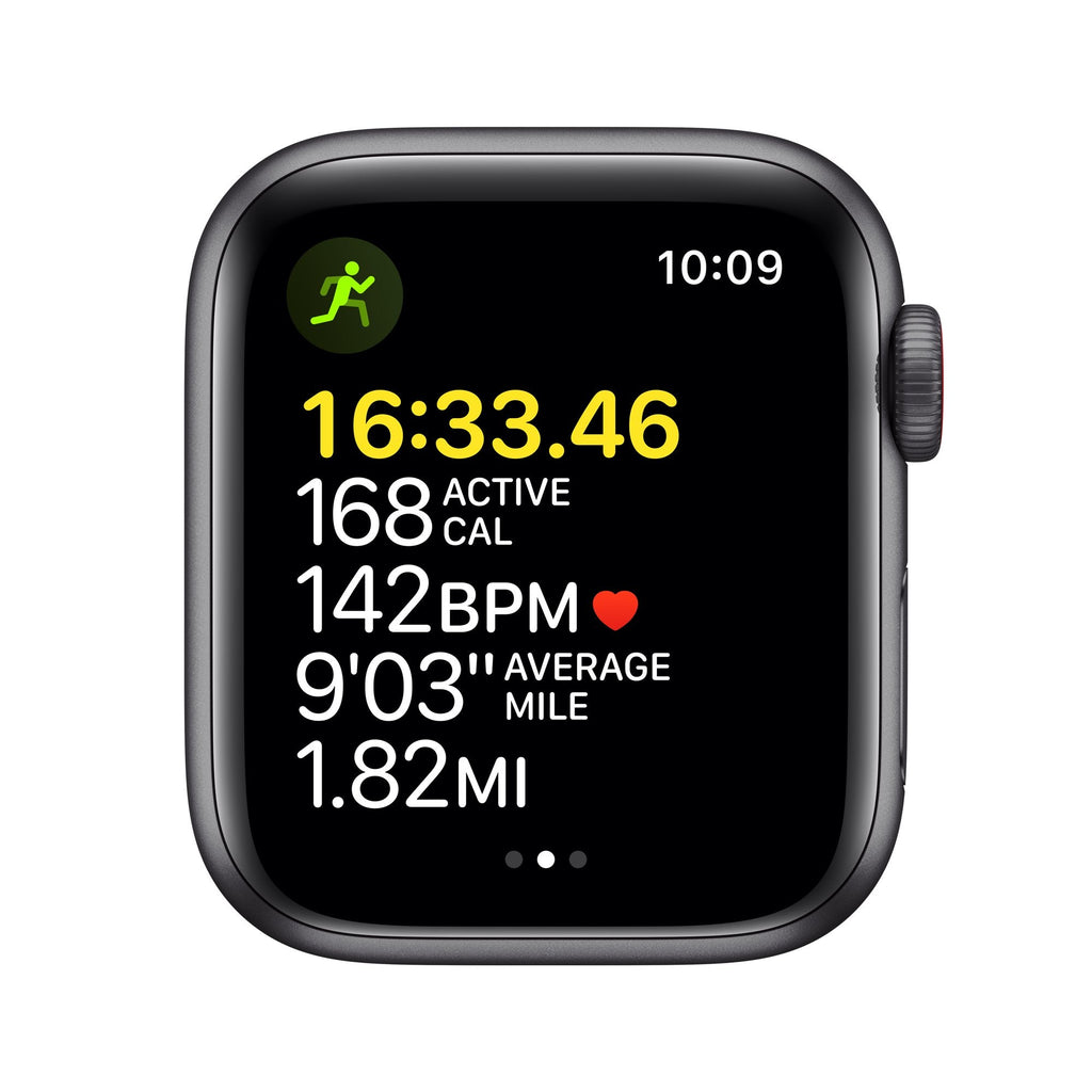 ساعة Apple Watch SE بنظام تحديد المواقع GPS والاتصال الخلوي، مقاس 44 مم، بهيكل من الألومنيوم الرمادي الفلكي مع سوار رياضي Tornado/Grey