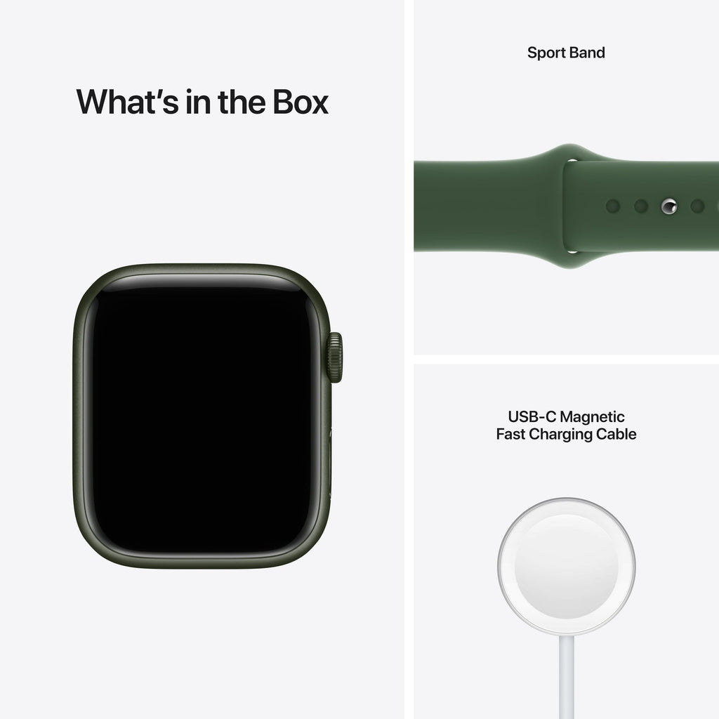 Apple Watch Series 7 GPS + Cellular, 45mm Green Aluminium Case with Clover Sport Band - Regular