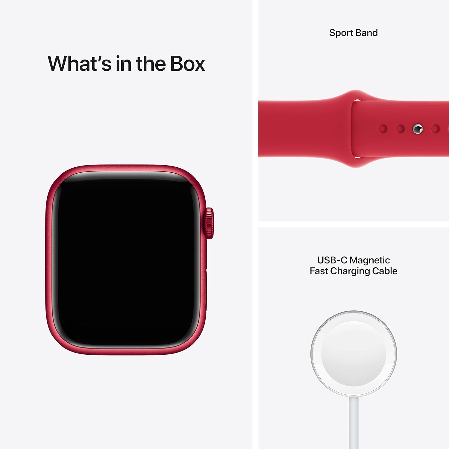 ساعة Apple Watch Series 7 بنظام تحديد المواقع GPS، مقاس 41 مم، هيكل أحمر من الألومنيوم مع سوار رياضي أحمر - مقاس عادي