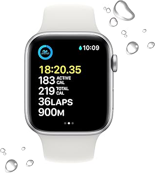 Apple Watch SE بنظام تحديد المواقع GPS وخدمة الاتصال الخلوي 40 مم هيكل ألومنيوم فضي مع حزام رياضي أبيض | عادي