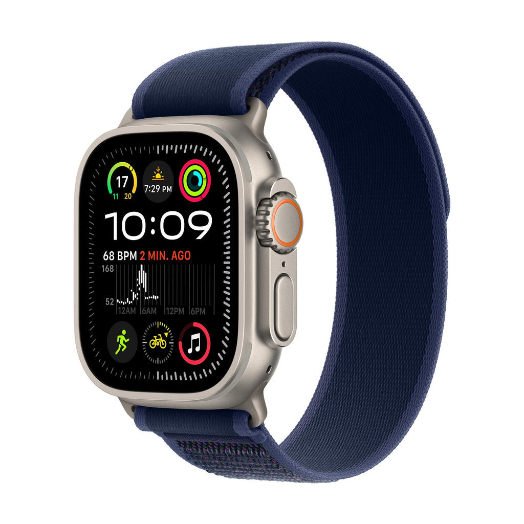 Apple Watch Ultra 2 (2024) - 49 مم - GPS + خلوي - إطار من التيتانيوم الطبيعي - حلقة تريل زرقاء | S/M