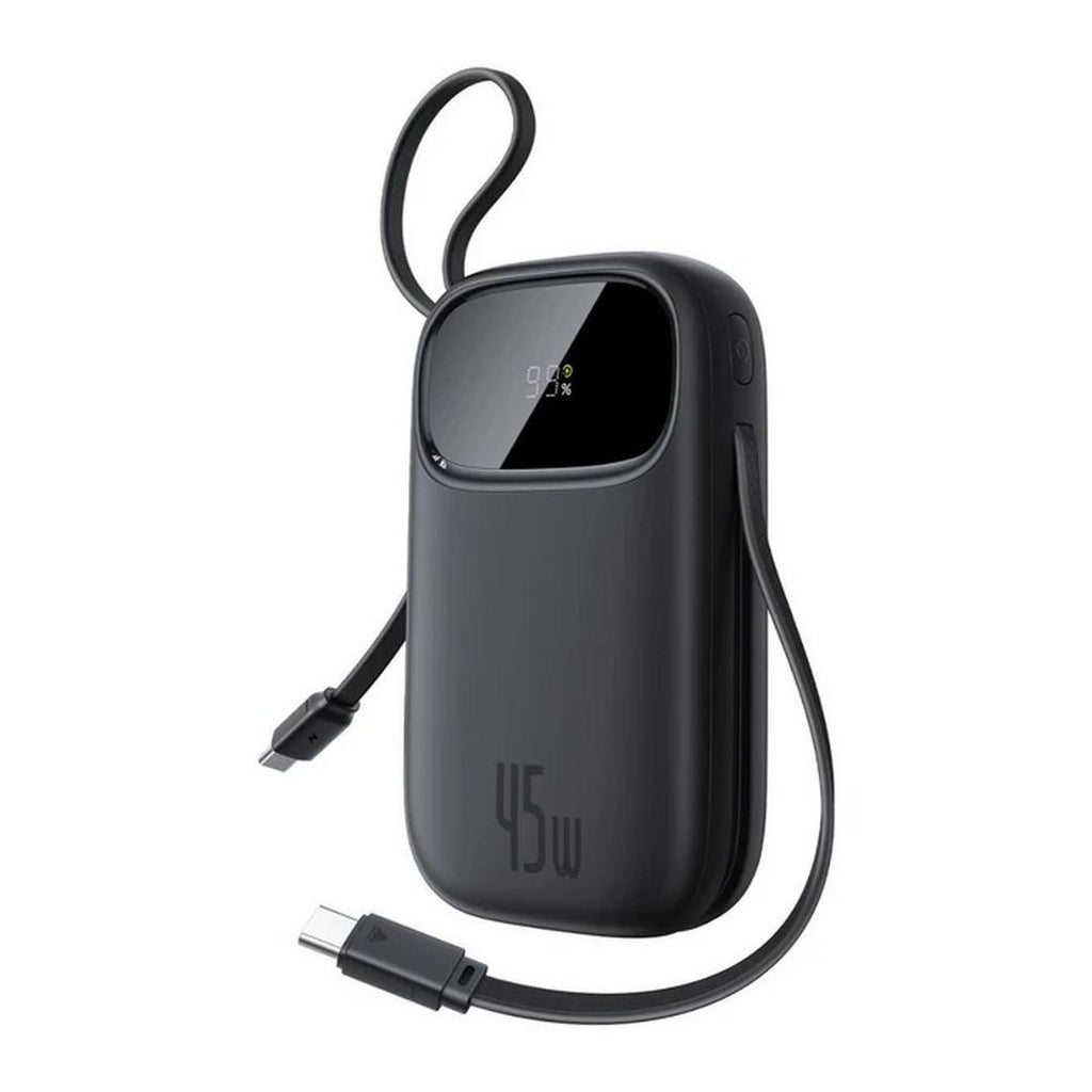 شاحن متنقل بيسوس انيرفيل إف سي 31 كيو باو 3 بشاشة رقمية مع كبلي USB-C مدمجين، سعة 20000 مللي أمبير، 45 واط | أسود كوني