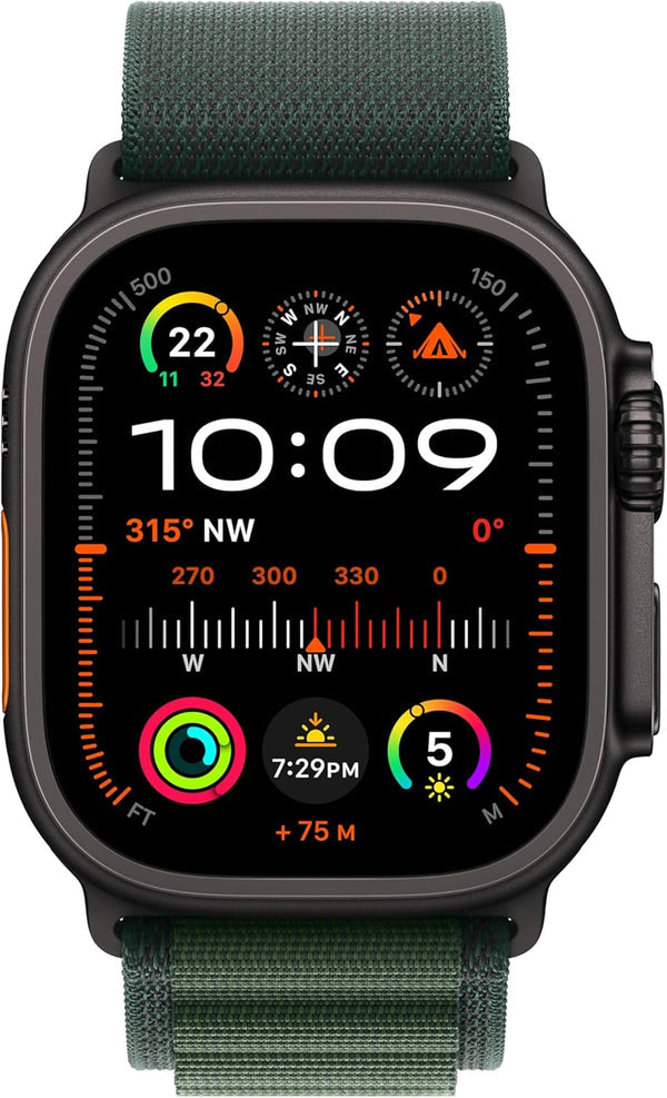 Apple Watch Ultra 2 (2024) - 49mm - GPS + Cellular - Black Titanium Case - Alpine Loop - L | Dark Green