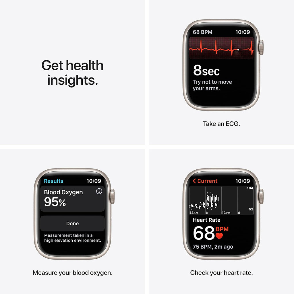 Apple Watch Series 7 GPS, 45mm Starlight Aluminium Case with Starlight Sport Band - Regular