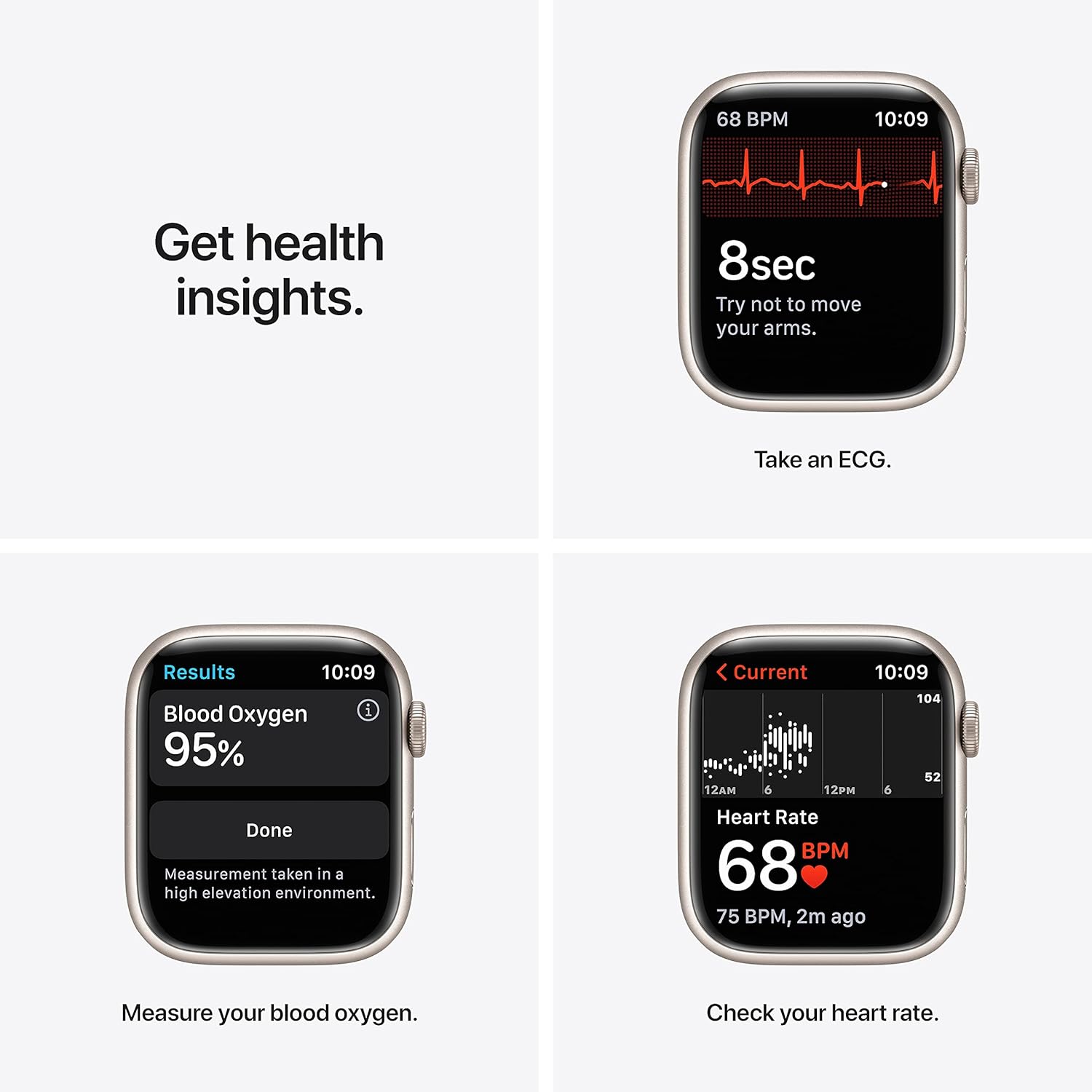 Apple Watch Series 7 GPS, 45mm Starlight Aluminium Case with Starlight Sport Band - Regular