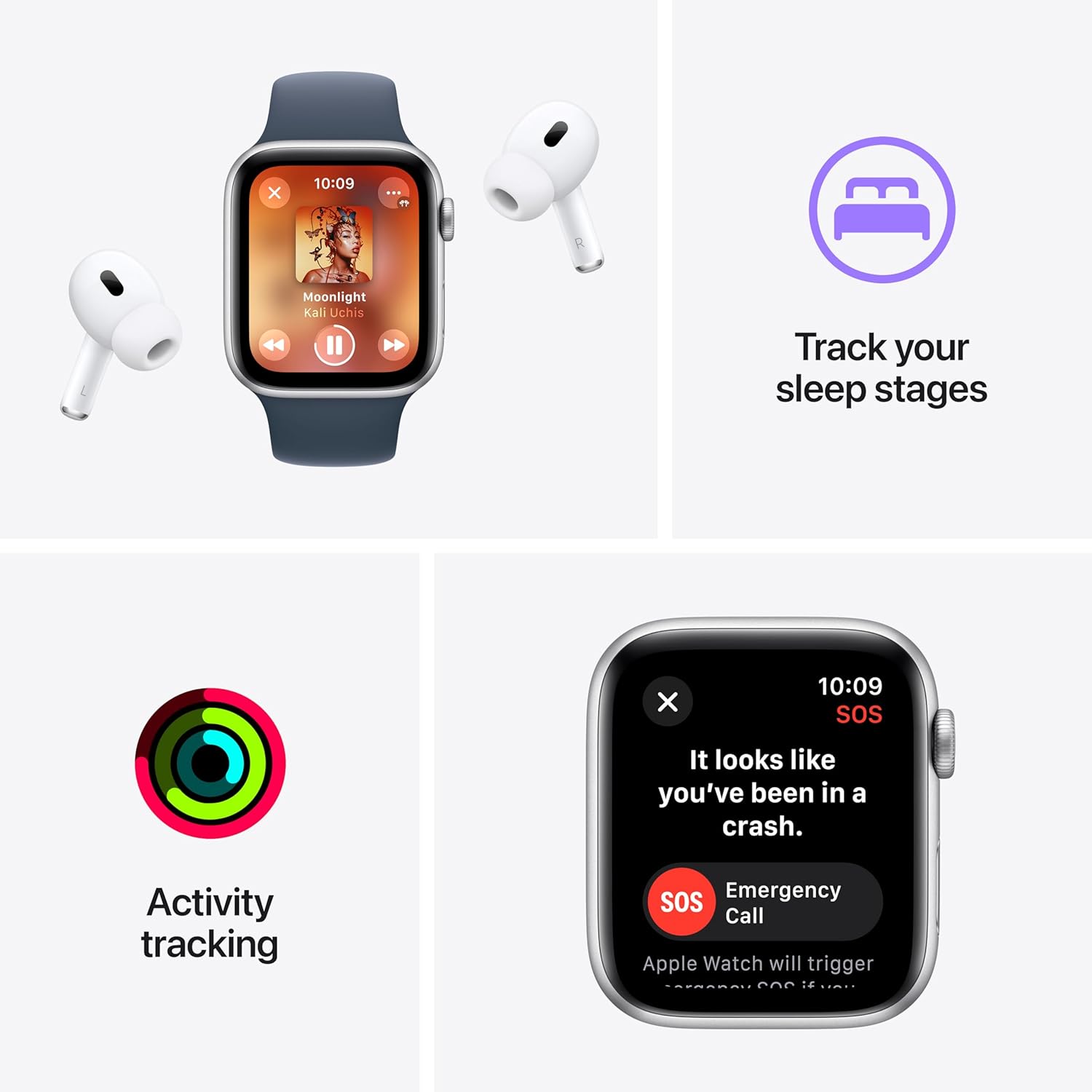 Apple Watch SE GPS + Cellular 44mm Midnight Aluminum Case with Midnight Sport Band S/M
