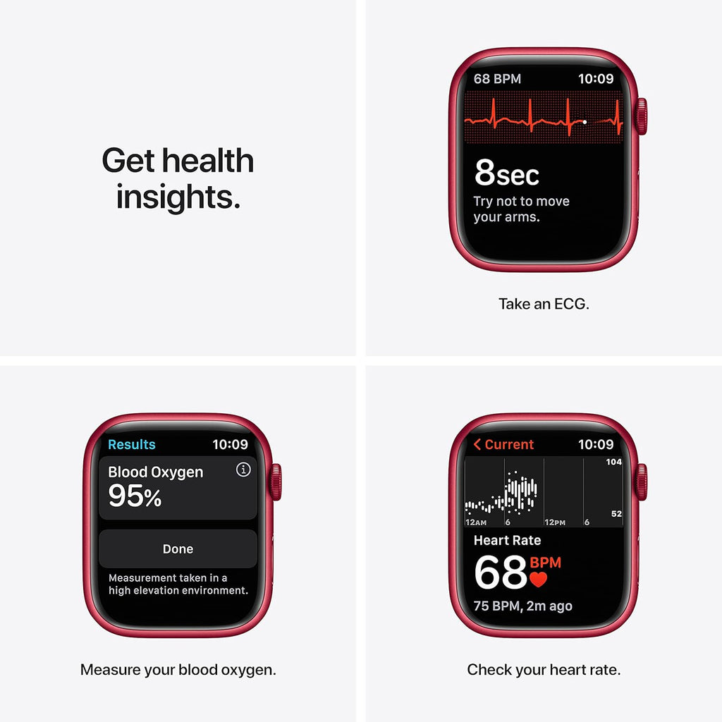 ساعة Apple Watch Series 7 بنظام تحديد المواقع GPS، مقاس 41 مم، هيكل أحمر من الألومنيوم مع سوار رياضي أحمر - مقاس عادي