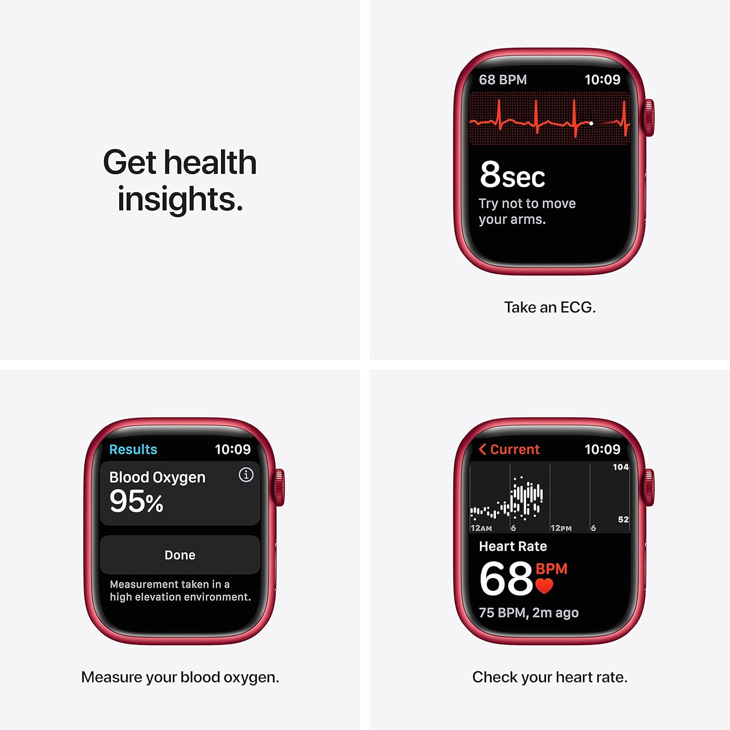 ساعة Apple Watch Series 7 بنظام تحديد المواقع GPS، مقاس 41 مم، هيكل أحمر من الألومنيوم مع سوار رياضي أحمر - مقاس عادي