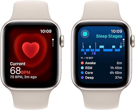 Apple Watch SE GPS + Cellular 44mm Starlight Aluminum Case with Starlight Sport Band - M/L