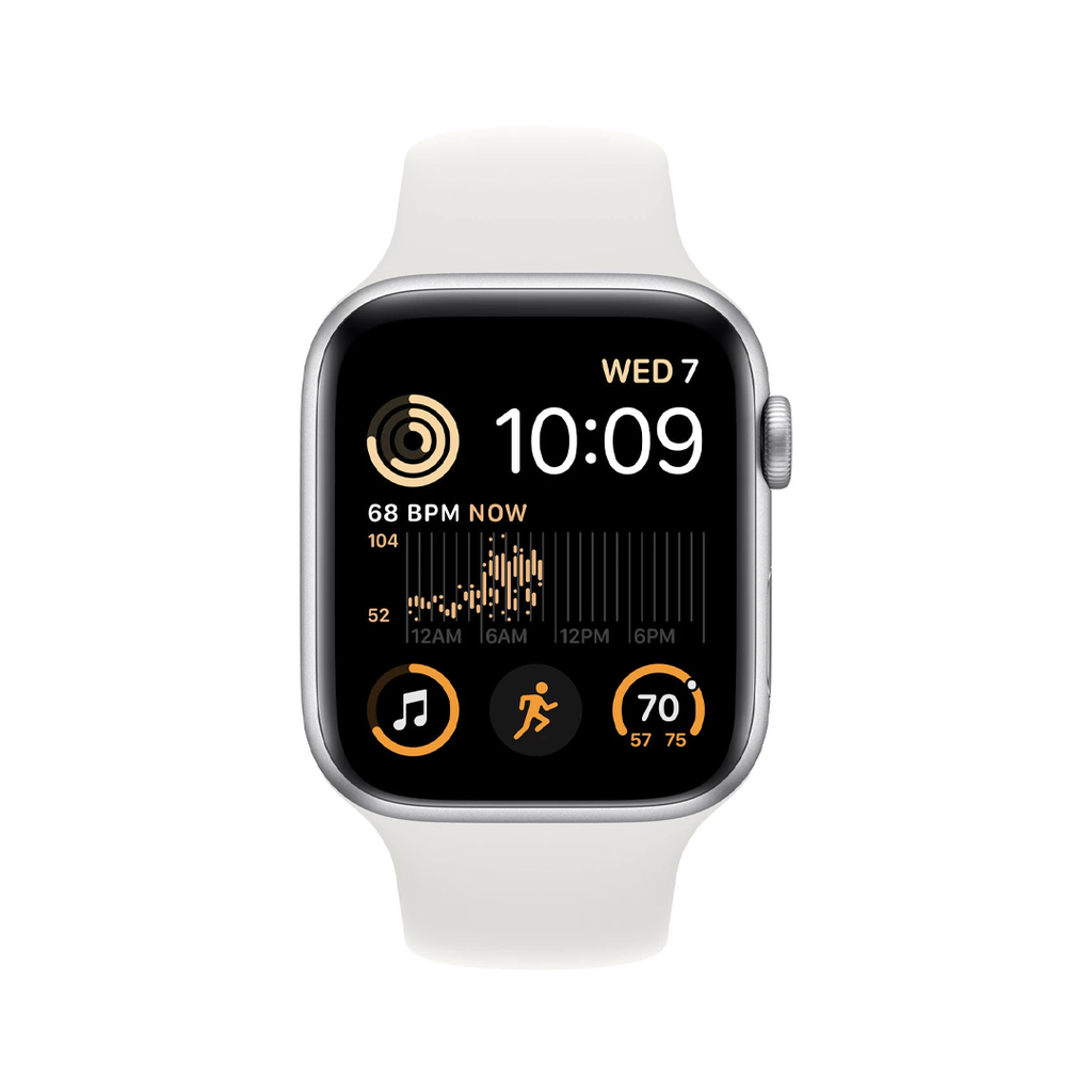 Apple Watch SE GPS + Cellular 44mm Silver Case with White Sport Band | Regular