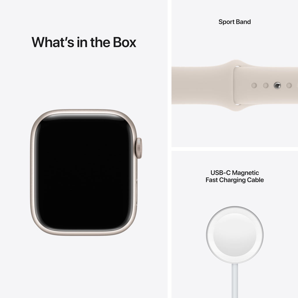 Apple Watch Series 7 GPS + Cellular, 45mm Starlight Aluminium Case with Starlight Sport Band - Regular