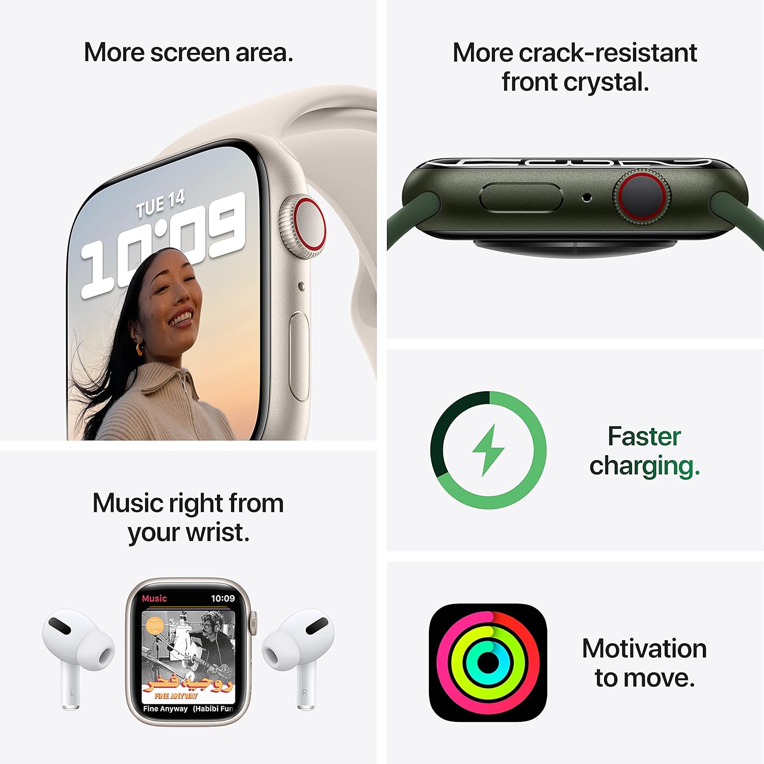 ساعة Apple Watch Series 7 بنظام تحديد المواقع GPS، مقاس 41 مم، هيكل أحمر من الألومنيوم مع سوار رياضي أحمر - مقاس عادي