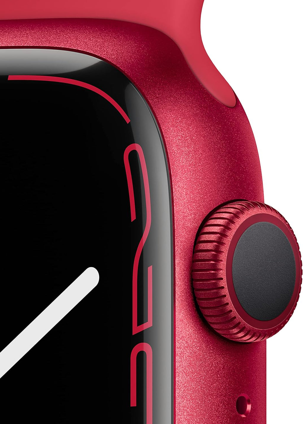 ساعة Apple Watch Series 7 بنظام تحديد المواقع GPS، مقاس 41 مم، هيكل أحمر من الألومنيوم مع سوار رياضي أحمر - مقاس عادي