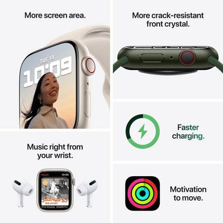 ساعة ابل الفئة 7 بنظام تحديد المواقع GPS والاتصال الخلوي، مقاس 41 مم، علبة من الستانلس ستيل باللون الرصاصي الداكن مع حلقة ميلانو باللون الرصاصي الداكن