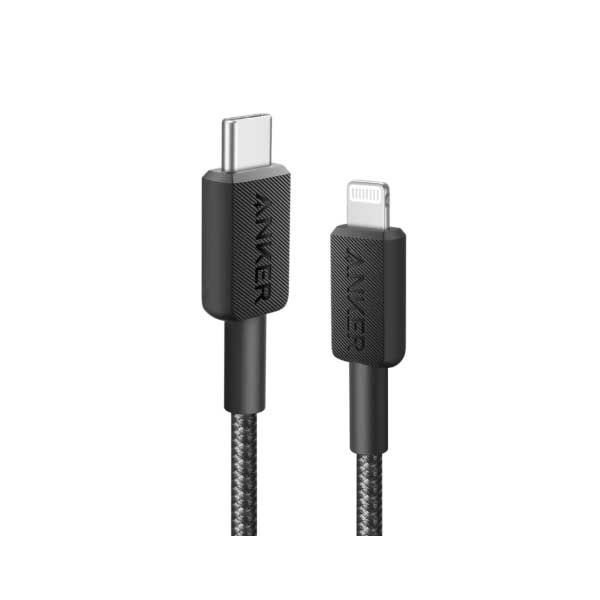 Anker 322 كابل USB-C إلى Lightning مضفر (0.9 متر/3 قدم) | أسود