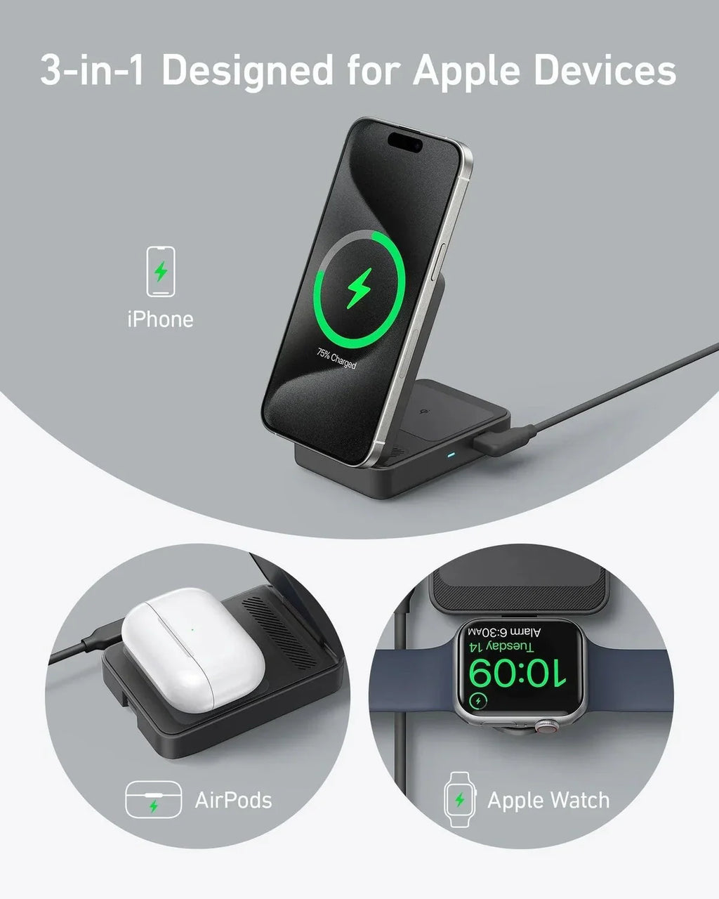 Anker MagGO Wireless Charging Station 3-in-1 Charger