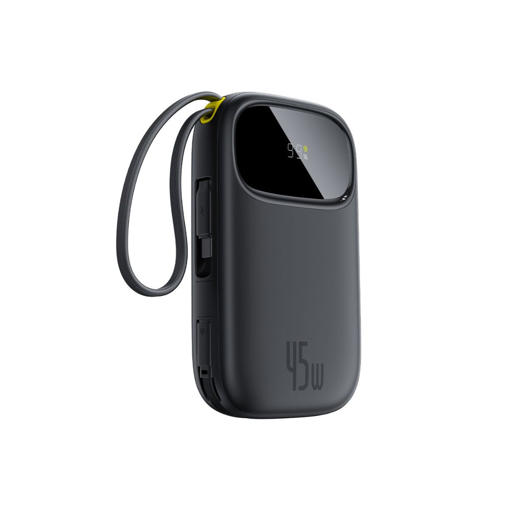 شاحن متنقل بيسوس انيرفيل إف سي 31 كيو باو 3 بشاشة رقمية مع كبلي USB-C مدمجين، سعة 20000 مللي أمبير، 45 واط | أسود كوني