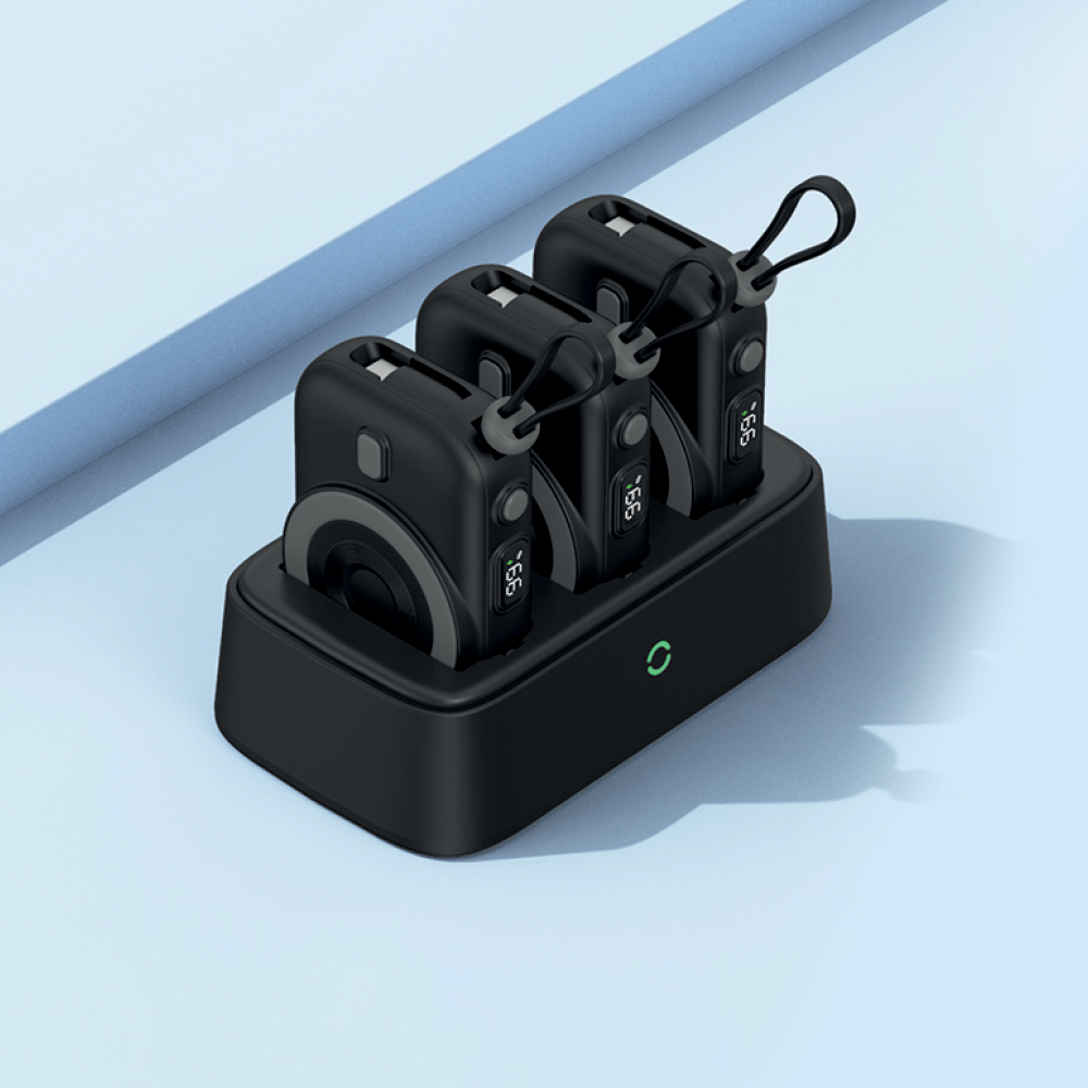 LZEL TrioEnergia Station - Trio 10,000mAh Wireless Power Bank & Charging Dock With Built-in Cable | Black
