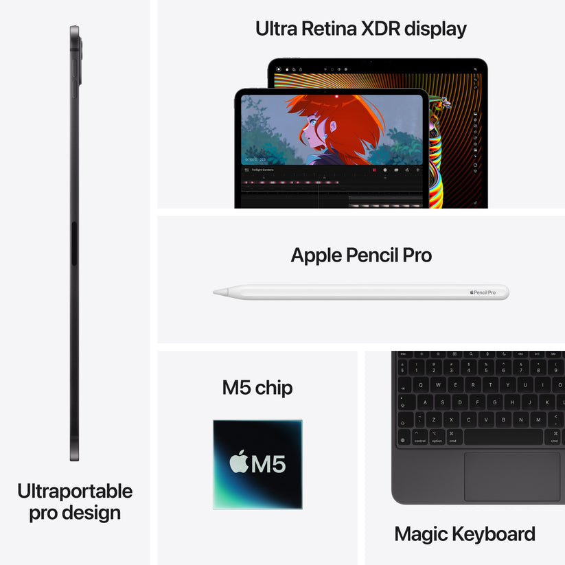 Apple iPad Pro 13-inch M5 Chip, 256GB Wi-Fi Tablet –شاشة زجاجية قياسية | فضي
