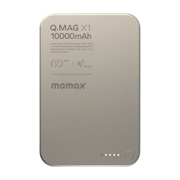 Momax Q.mag X1 10000mAh Magnetic Wireless Battery Pack | Titanium Natural