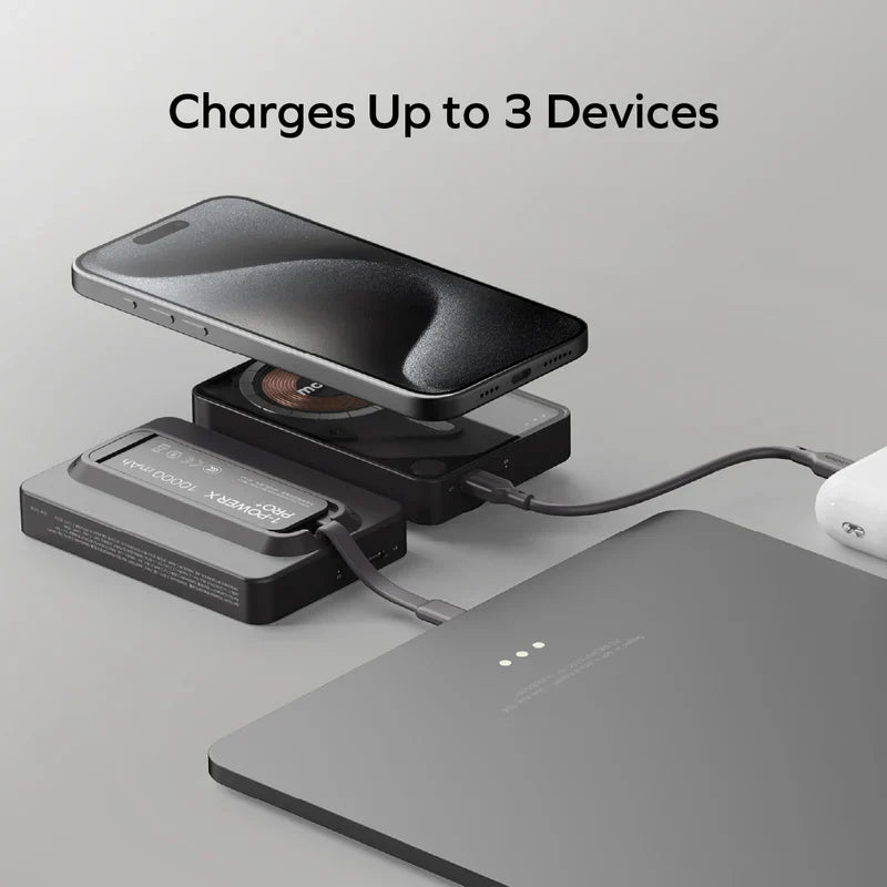Momax 1-Power X Pro Magnetic Wireless Power Bank 5000mAh With Built-In USB-C Cable | Green