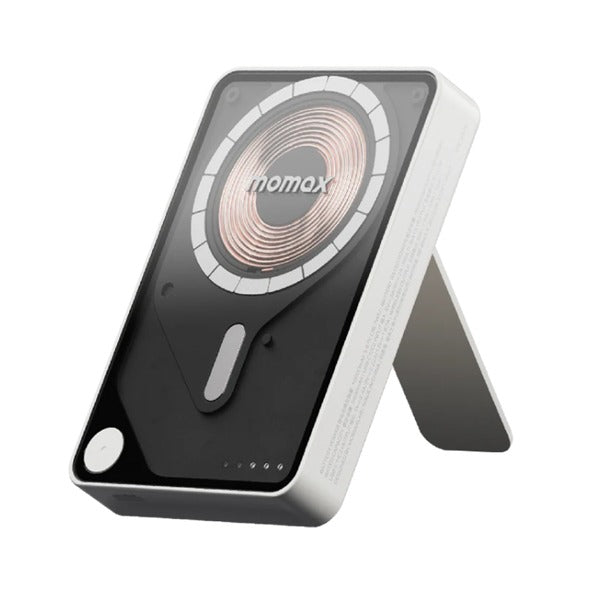 Momax 1-Power X Pro Magnetic Wireless Power Bank 5000mAh With Built-In USB-C Cable | White