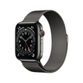 Apple Watch Series 6 GPS + Cellular، مقاس 44 مم، إطار من الستانلس ستيل باللون الرصاصي مع حلقة ميلانو باللون الرصاصي