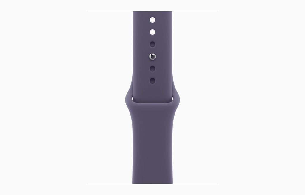ساعة Apple Watch Series 11 - بنظام تحديد المواقع GPS - مقاس 42 ملم - هيكل فضي من الألومنيوم مع سوار رياضي بلون ضبابي أرجواني - مقاس M/L