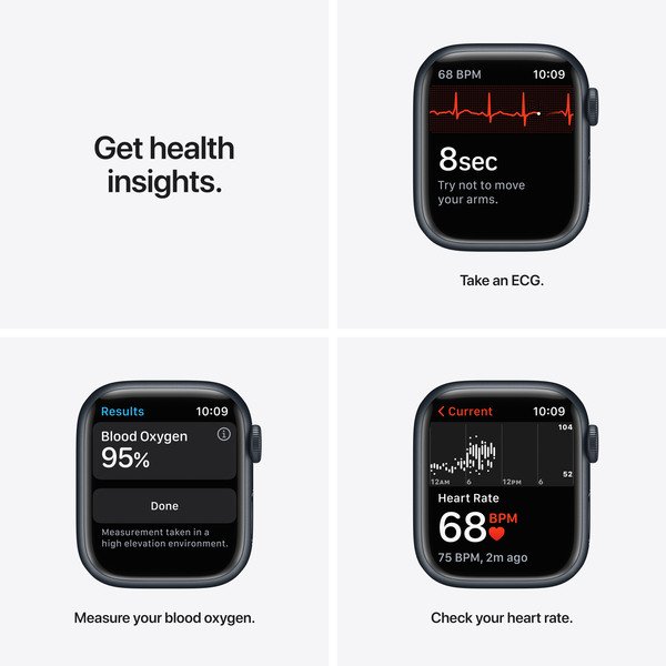 Apple Watch Nike Series 7 GPS + Cellular 41mm Midnight Aluminium Case with Anthracite/Black Nike Sport Band - Regular