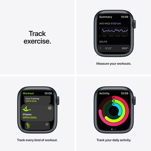 Apple Watch Nike Series 7 GPS + Cellular 41mm Midnight Aluminium Case with Anthracite/Black Nike Sport Band - Regular