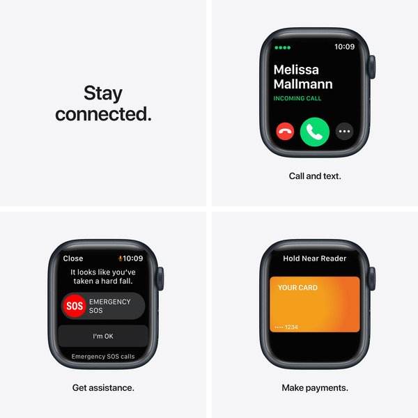 Apple Watch Nike Series 7 GPS + Cellular 41mm Midnight Aluminium Case with Anthracite/Black Nike Sport Band - Regular