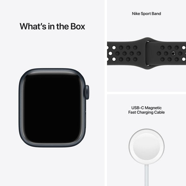 Apple Watch Nike Series 7 GPS + Cellular 41mm Midnight Aluminium Case with Anthracite/Black Nike Sport Band - Regular