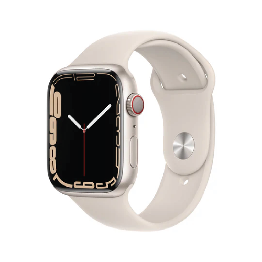Apple Watch Series 7 GPS + Cellular, 45mm Starlight Aluminium Case with Starlight Sport Band - Regular