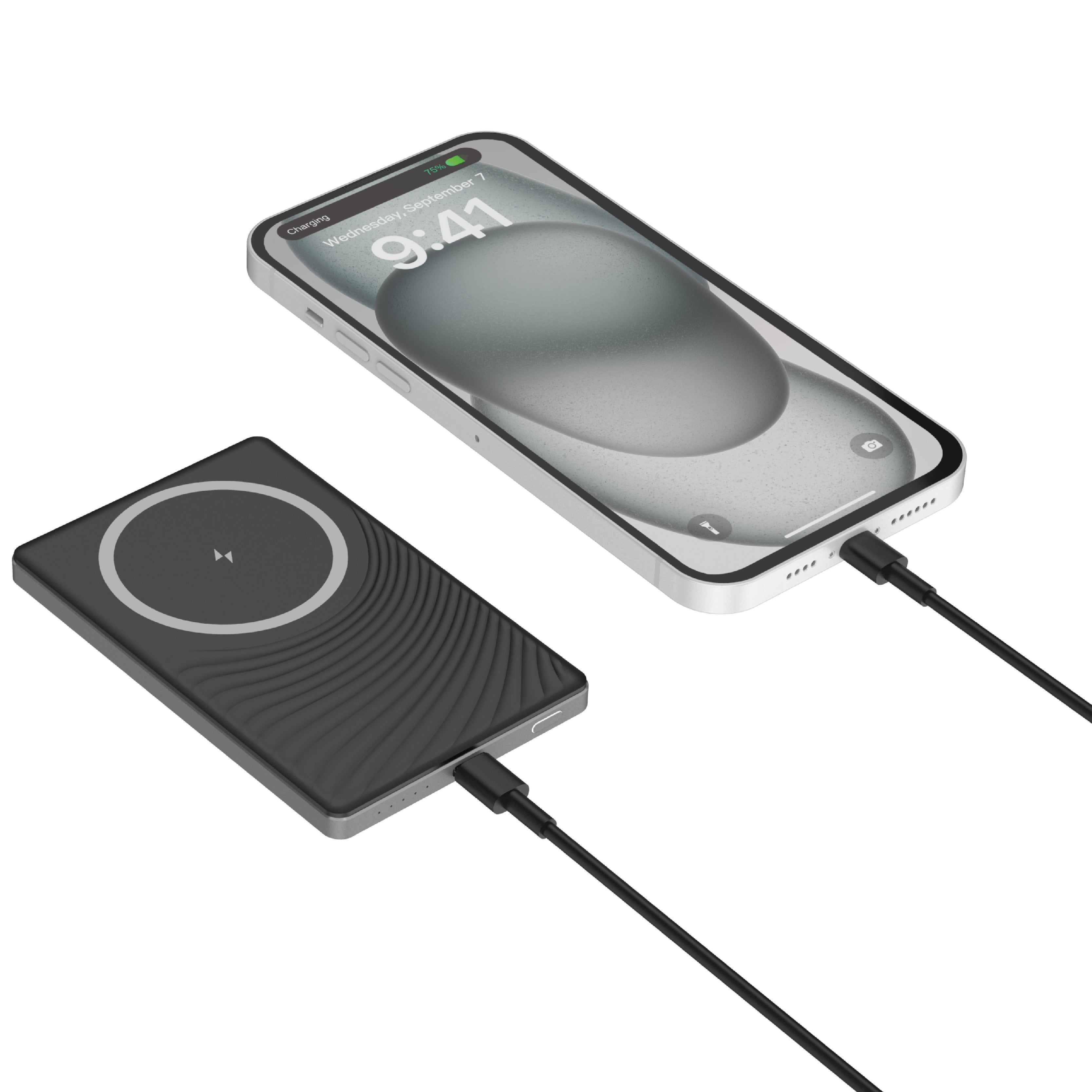 بنك طاقة صغير 5000mAh MagSafe من سلسلة LZEL MagNexus Neox شاحن لاسلكي سريع 15 واط | أسود