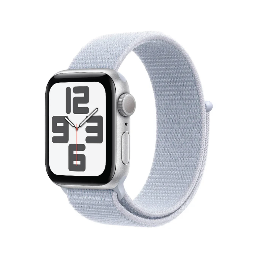 Apple Watch SE GPS 44mm Silver Aluminium Case with Blue Cloud Sport Loop